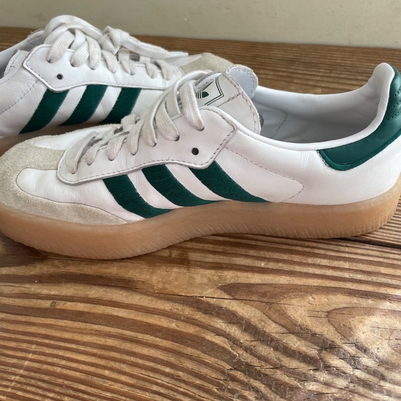 Adidas | Sambae Cloud White & Green Platform Sneaker Shoes 6.5 / 7 - Picture 11 of 14